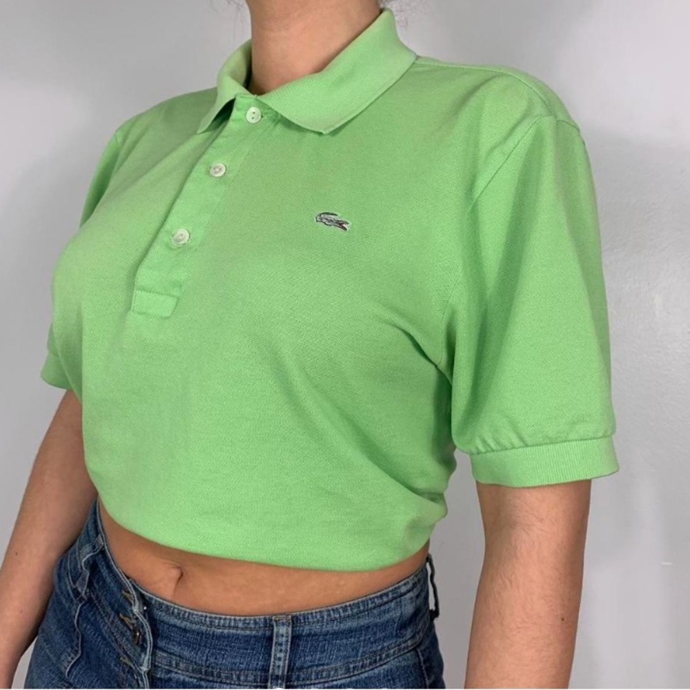 VINTAGE LACOSTE LIME GREEN LOGO POLO T-SHIRT